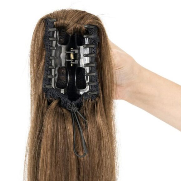 🤎 TESS Human Hair Ponytail Extension // 16" Chocolate Brown - Picture 1 of 6